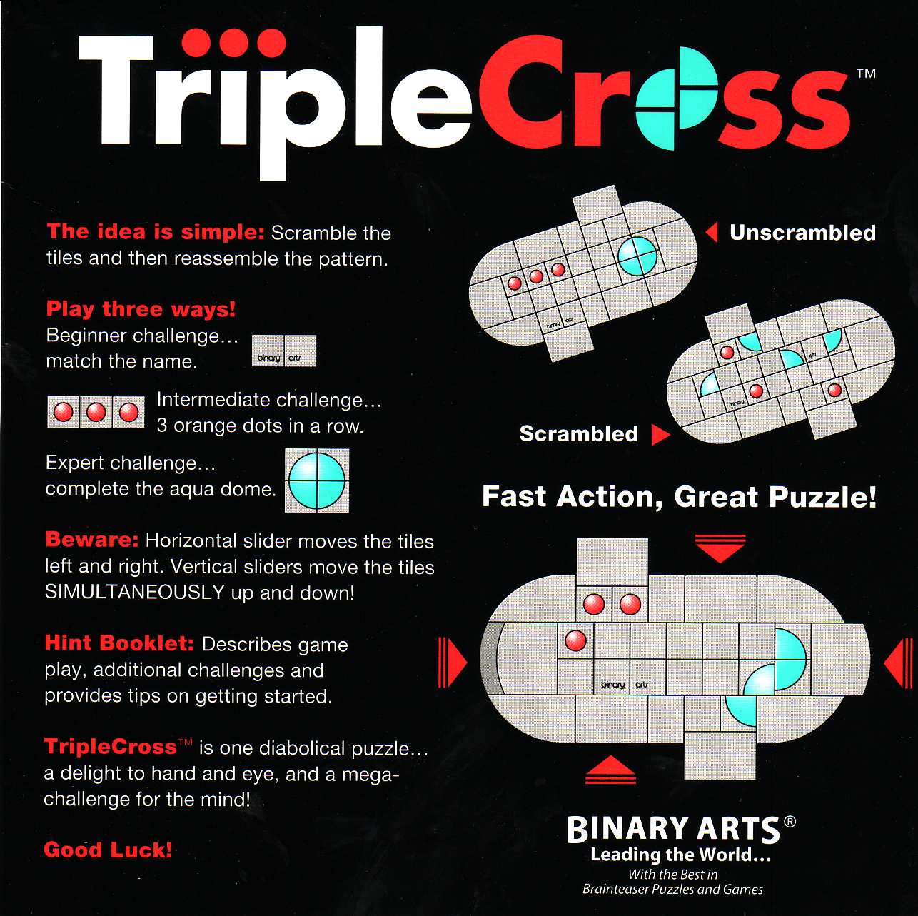 Binary Arts Triple Cross Block Brain Teaser Sliding Puzzle 1995 Pre-owned for sale online 